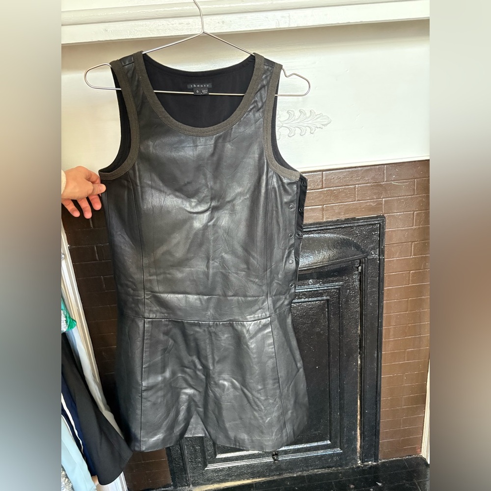 Theory Black leather dress